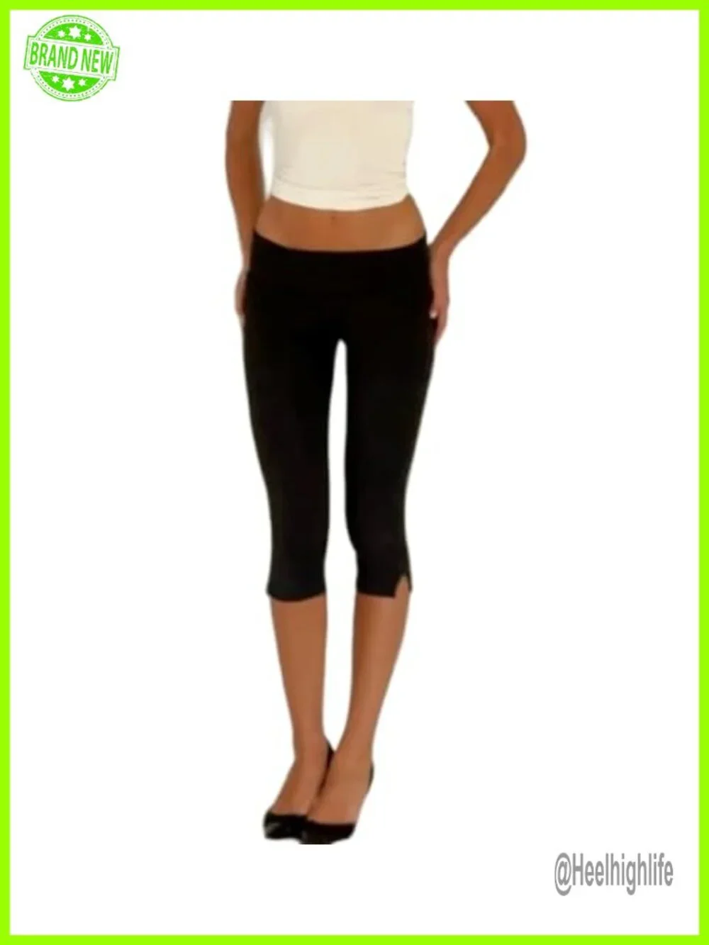 Fold Over Capri Leggings Low Rise Yoga Cropped Pants Going Out Bottoms